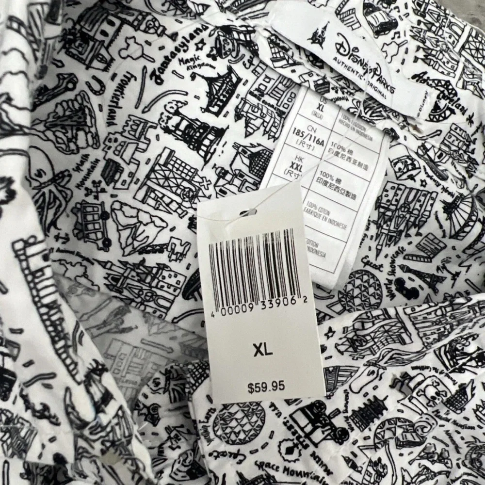 Men's Black and White Patterned Disney Shirt - Picture 4 of 6